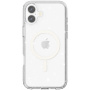 Прозрачен калъф с брокат и MagSafe за iPhone 16 - сребърен