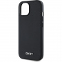 DKNY Silver Metal Logo кейс с MagSafe за iPhone 15 - черен