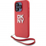 DKNY Stack Logo кейс с каишка за iPhone 15 Pro - червен