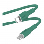 PURO Soft кабел за зареждане и пренос на данни USB-C / Lightning за iPhone / iPad / iPod / AirPods - 1,5 м - зелен