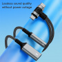 т-образен редуктор за аудио и зареждане 2в1 - 3,5 мм жак / USB-C към USB-C / Lightning - черен