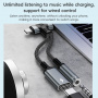 т-образен редуктор за аудио и зареждане 2в1 - 3,5 мм жак / USB-C към USB-C / Lightning - черен