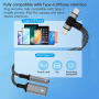 т-образен редуктор за аудио и зареждане 2в1 - 3,5 мм жак / USB-C към USB-C / Lightning - черен