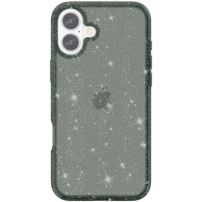 Прозрачен калъф с брокат за iPhone 16 Plus - сив
