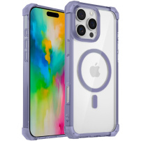 Прозрачен калъф с цветна рамка и MagSafe за iPhone 16 Pro - виолетов