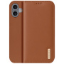 Кожен сгъваем калъф DUX DUCIS Hivo за iPhone 16 Plus - кафяво