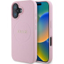 Guess Grained Classic Капак с лого MagSafe за iPhone 16 - розов