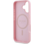 Guess Grained Classic Капак с лого MagSafe за iPhone 16 - розов
