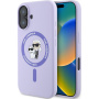 Karl Lagerfeld Силиконов калъф Karl and Choupette с MagSafe за iPhone 16 - лилав