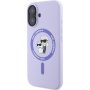 Karl Lagerfeld Силиконов калъф Karl and Choupette с MagSafe за iPhone 16 - лилав