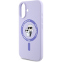 Karl Lagerfeld Силиконов калъф Karl and Choupette с MagSafe за iPhone 16 - лилав