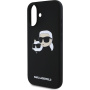 Karl Lagerfeld Силиконов калъф Double Heads с MagSafe за iPhone 16 Plus - черен