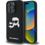Karl Lagerfeld Силиконов калъф Double Heads с MagSafe за iPhone 16 Pro - черен