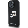 Karl Lagerfeld Силиконов калъф Double Heads с MagSafe за iPhone 16 Pro - черен