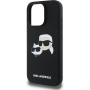 Karl Lagerfeld Силиконов калъф Double Heads с MagSafe за iPhone 16 Pro - черен