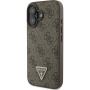 Guess 4G Strass Triangle Metal Logo Cover за iPhone 16 - кафяв