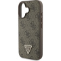 Guess 4G Strass Triangle Metal Logo Cover за iPhone 16 - кафяв