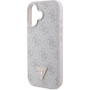 Guess 4G Strass Triangle Metal Logo cover за iPhone 16 - розов