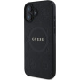 Guess Капак Saffiano Peony Stamp с MagSafe за iPhone 16 - черен