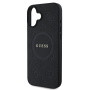 Guess Капак Saffiano Peony Stamp с MagSafe за iPhone 16 - черен