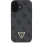Guess 4G Страс триъгълен метален лого калъф с каишка за iPhone 16 - сив