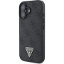 Guess 4G Страс триъгълен метален лого калъф с каишка за iPhone 16 - сив