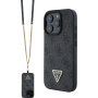 Guess 4G Strass Triangle Metal Logo Case с каишка за iPhone 16 Pro - сив