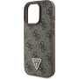Guess 4G Strass Triangle Metal Logo Cover с каишка за iPhone 16 Pro - кафяв