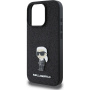 Karl Lagerfeld Fixed Glitter Metal Ikonik glitter cover за iPhone 16 Pro Max - черен