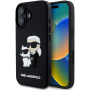 Karl Lagerfeld 3D Rubber Karl and Choupette cover за iPhone 16 - черен