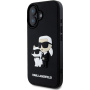 Karl Lagerfeld 3D Rubber Karl and Choupette cover за iPhone 16 Plus - черен