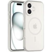 Матов прозрачен калъф с MagSafe за iPhone 16 Plus - бял