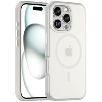 Матов прозрачен калъф с MagSafe за iPhone 16 Pro Max - бял