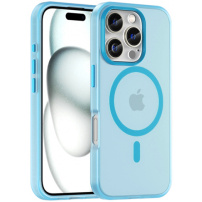 Матов прозрачен калъф с MagSafe за iPhone 16 Pro Max - син