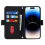 Флип кейс тип портфейл с каишка за iPhone 15 Pro - черен