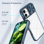 Кейс с плъзгащ се капак на обектива на камерата за iPhone 16 Pro Max - тъмно син