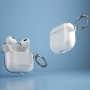Прозрачен блестящ калъф с карабинер за AirPods 4 / 5 - сребрист