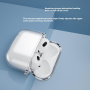 Прозрачен блестящ калъф с карабинер за AirPods 4 / 5 - сребрист
