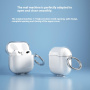 Прозрачен блестящ калъф с карабинер за AirPods 4 / 5 - сребрист