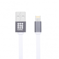 HAWEEL- синжронизационен и зареждащ кабел с комбиниран 2в1 USB-A / Lightning / micro USB конектор за Apple и други устройства - 1 m - бял