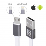 HAWEEL- синжронизационен и зареждащ кабел с комбиниран 2в1 USB-A / Lightning / micro USB конектор за Apple и други устройства - 1 m - бял