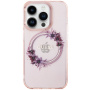 Guess Flowers Ring Glossy Logo Cover с MagSafe за iPhone 16 Pro - Розов