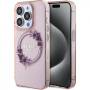 Guess Flowers Ring Glossy Logo Cover с MagSafe за iPhone 16 Pro - Розов