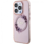 Guess Flowers Ring Glossy Logo Cover с MagSafe за iPhone 16 Pro - Розов