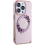 Guess Flowers Ring Glossy Logo Cover с MagSafe за iPhone 16 Pro - Розов