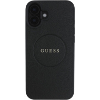 Guess Grained Classic Logo Cover с MagSafe за iPhone 16 Plus - черен