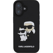 Karl Lagerfeld 3D Rubber Karl and Choupette cover за iPhone 16 Plus - черен