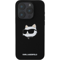 Karl Lagerfeld Choupette Head Silicone Cover с MagSafe за iPhone 16 Pro - черен