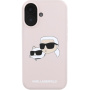 Karl Lagerfeld Силиконов калъф Double Heads с MagSafe за iPhone 16 - розов
