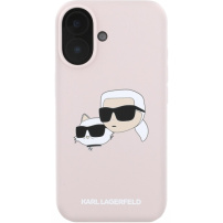 Karl Lagerfeld Силиконов калъф Double Heads с MagSafe за iPhone 16 - розов